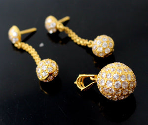 22k 22ct Solid Gold GORGEOUS ZIRCONIA BALL DESIGNER DROP FANCY Pendant Set p674 - Royal Dubai Jewellers