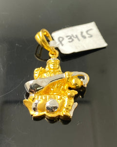 22K Solid Gold Hindu Religious Saraswathi Pendant p3465 - Royal Dubai Jewellers