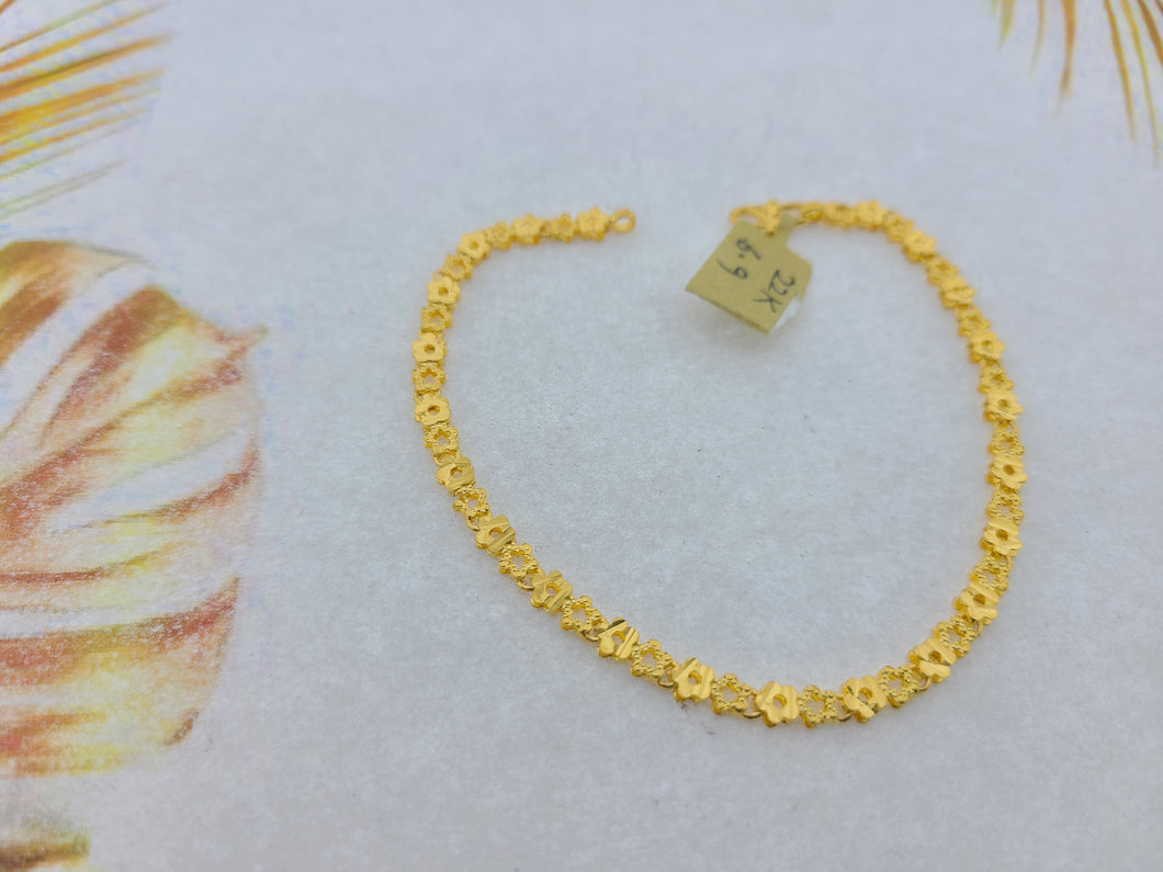 22K Solid Gold Floral Link Bracelet B9228 - Royal Dubai Jewellers