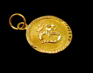22k 22ct Solid Gold Hindu RELIGIOUS OM Pendant Charm Locket Diamond Cut p981 ns - Royal Dubai Jewellers