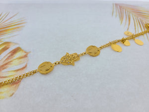 21K Solid Gold Hamza Bracelet With Charms B9083 - Royal Dubai Jewellers