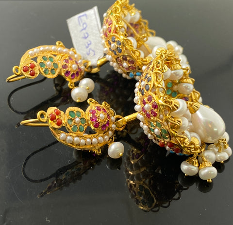 22k Solid Gold Ladies Mix Color Jhumki e9735 - Royal Dubai Jewellers