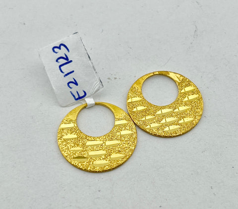 22K Solid Gold Diamond Cut Men's Earrings E21723 - Royal Dubai Jewellers