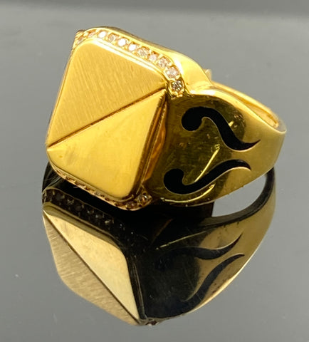 21k Solid Gold Simple Men Square Signet r5368 - Royal Dubai Jewellers