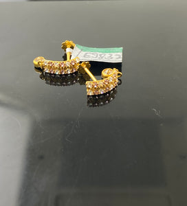 22k Solid Gold Ladies Designer Zircon charm Earrings E9832 - Royal Dubai Jewellers