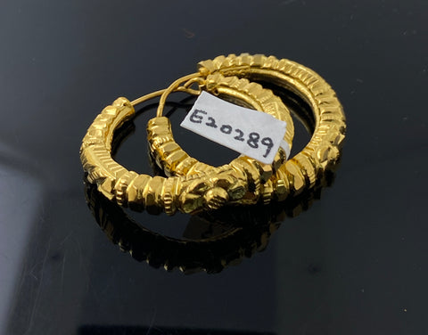 22K Solid Gold Designer Hoops E20289 - Royal Dubai Jewellers