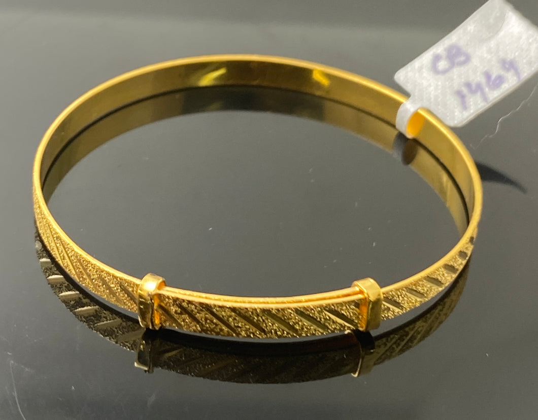 22k Solid Gold Kids Designer Adjustable Diamond Cut Diamond Shimmer Bangle CB1464 - Royal Dubai Jewellers