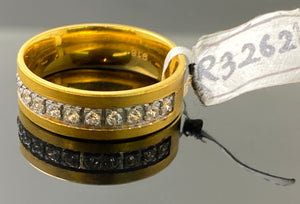 22k Solid Gold Unisex Designer Zircon Couple Band Ring R3262 - Royal Dubai Jewellers