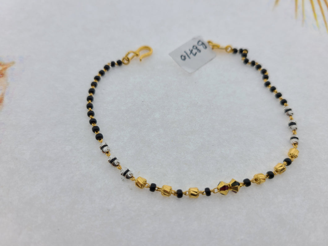 22K Solid Gold Black Beads Bracelet B8710 - Royal Dubai Jewellers