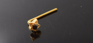 Authentic 18K Yellow Gold Nose Pin L- Post Star with Blue Stone June n033 - Royal Dubai Jewellers
