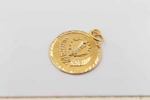 22k Pendant Solid Gold SIKH RELIGIOUS KHANDA ONKAR Pendant Diamond Cut p1007 ns - Royal Dubai Jewellers