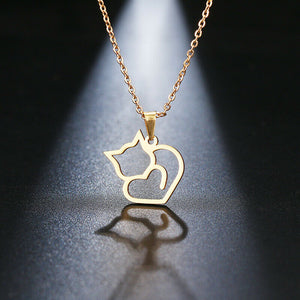 Solid Gold Cat Love Pendant with High Polished Finishing SP2 - Royal Dubai Jewellers