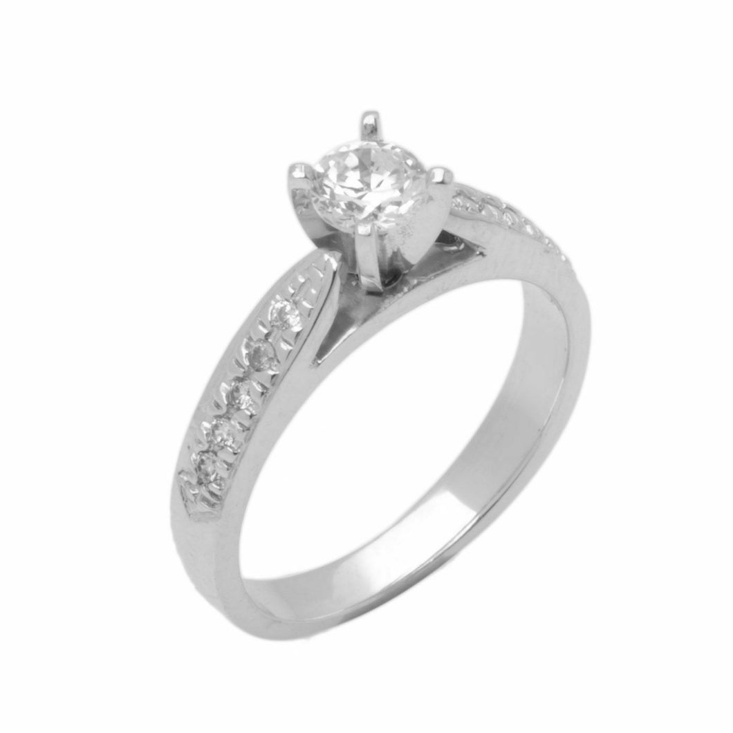 14k Solid Gold Elegant Ladies Modern Prong With Cathedral Solitaire Ring D2135v - Royal Dubai Jewellers