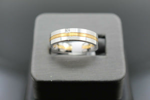 18k Solid Gold Elegant Ladies Modern Zirconia Shiny Finish Band Ring R9449m - Royal Dubai Jewellers