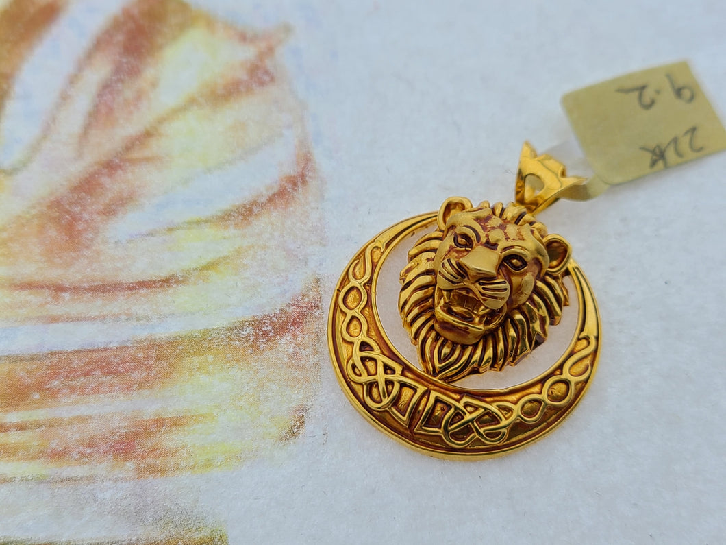 22K Solid Gold Designer Lion Pendant P5418 - Royal Dubai Jewellers