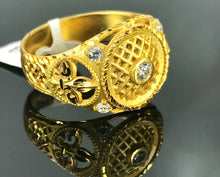 22k Rng Solid Gold Elegant Medieval Design Mens Ring Size R2039 mon - Royal Dubai Jewellers