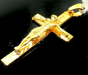 22k Pendant Solid Gold ELEGANT Simple Cross Crucifix Pendant P2201 - Royal Dubai Jewellers