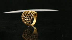 22k Ring Solid Gold ELEGANT Charm Ladies Cross Net Band SIZE 7 "RESIZABLE" r2346 - Royal Dubai Jewellers