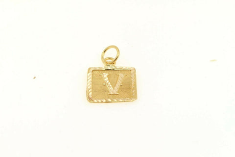 22k 22ct Solid Gold Charm Letter V Pendant Square Design p1124 ns - Royal Dubai Jewellers
