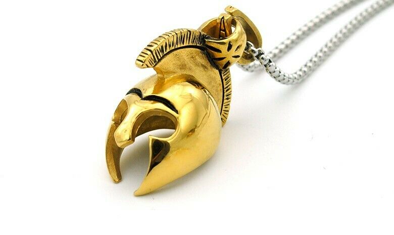 Solid Gold Pendant Spartan Warrior Helmet with High Polished Finished SP47 - Royal Dubai Jewellers