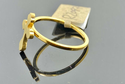 22k Ring Solid Gold ELEGANT Charm Simple Cross Ladies Band r2097zz - Royal Dubai Jewellers