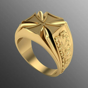 18k Ring Sold Yellow Gold Men Jewelry Simple Cross Design CGR21 - Royal Dubai Jewellers