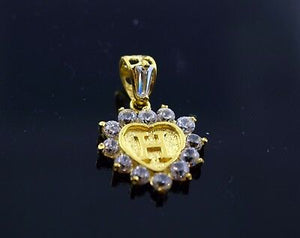22k 22ct Solid Gold Heart Shape Pendent H letter ph1 alphabet abc - Royal Dubai Jewellers
