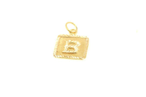 22k 22ct Solid Gold Charm Letter B Pendant Square Design p1104 ns - Royal Dubai Jewellers