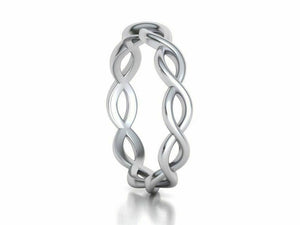 14k Ring Solid White Gold Ladies Jewelry Elegant Simple Weave Band CGR69W - Royal Dubai Jewellers