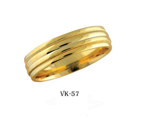 14k Solid Gold Elegant Ladies Modern Shiny Disc Finish Flat Band 6MM Ring VK57v - Royal Dubai Jewellers