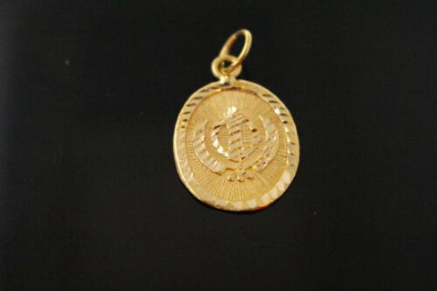 22k 22ct Solid Gold SIKH RELIGIOUS KHANDA ONKAR Pendant Diamond Cut p1001 ns - Royal Dubai Jewellers