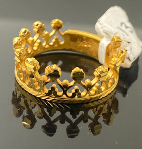 221k Solid Gold Ladies Elegant Crown Ring r3130 - Royal Dubai Jewellers