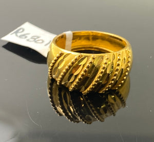 21k Solid Gold Simple ladies Cross Cutting Band r6301 - Royal Dubai Jewellers