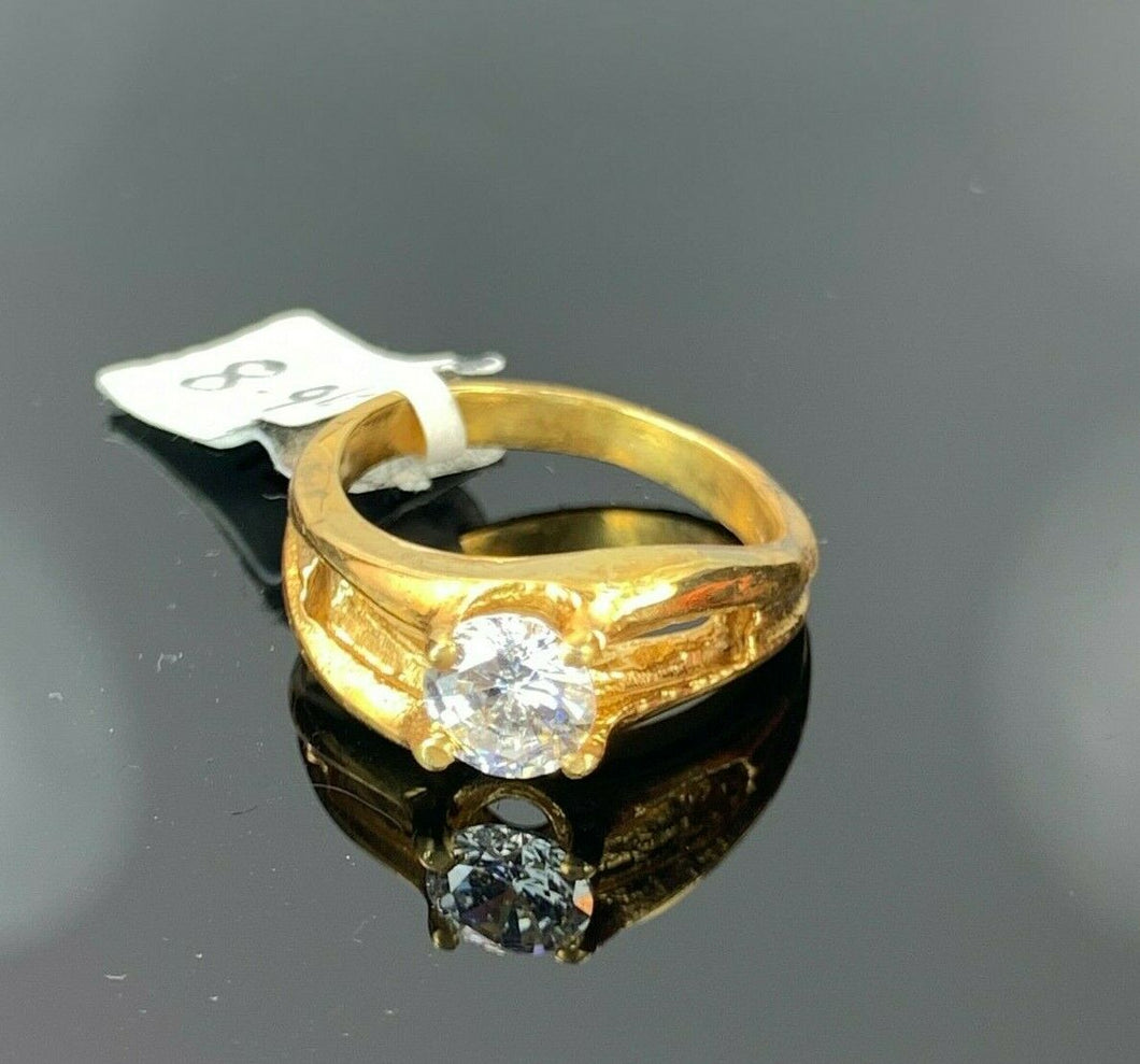 22k Ring Solid Gold ELEGANT Charm Ladies Ring Solitaire SIZE 6 