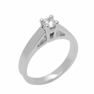 14k Solid Gold Elegant Ladies Modern Tapered Round Solitaire Ring D2058v - Royal Dubai Jewellers