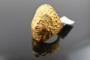 22k Ring Solid Gold ELEGANT Charm Chief Native Indian Ring "RESIZABLE" r2035mon - Royal Dubai Jewellers