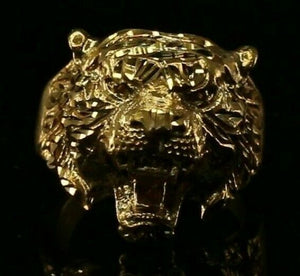 22k Ring Solid Gold Elegant Unique Tiger Mens Ring Size R2031 mon - Royal Dubai Jewellers