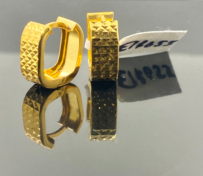 22K Solid Gold Designer Clip On Hoops E11055 - Royal Dubai Jewellers