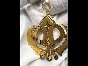 22k Pendant Solid Gold Elegant Simple Religious Sikh Khanda Cut Out Design P423