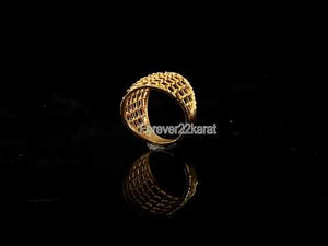 22k Ring Solid Gold ELEGANT Charm Ladies Cross Net Band SIZE 7 "RESIZABLE" r2346