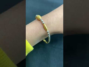 22K Solid Gold Rodhium And Yellow Gold Beads Bracelet B849