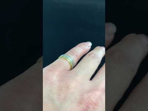 18k Ring Solid Gold Ring Ladies Simple Two Tone Mil grain Band R1600