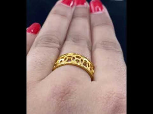 22k Ring Solid Gold Ring Ladies Jewelry Modern Filigree Design Band R3090