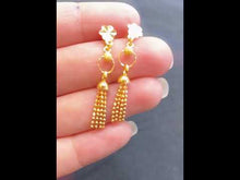 22K Solid Gold Long Earrings With Beads E7958