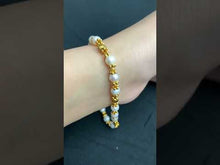 22k Solid Gold Traditional Ladies Pearl Bracelet b972