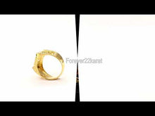 22k Ring Solid Gold Elegant Square Filigree with Stone Men Ring Size R2033 mon