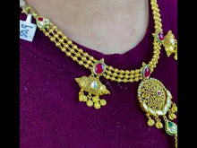 22k Necklace Set Beautiful Solid Gold Ladies Traditional Mix Color Stones LS109