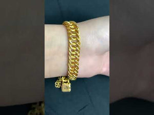 21k Solid Gold Simple Ladies Continuous Rings Bracelet b7207