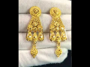 22k Earrings Solid Gold Ladies Elegant Classic Filigree Design E6630