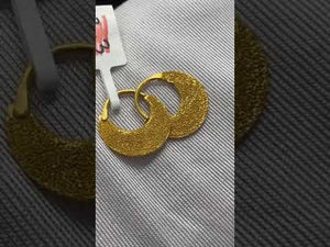 22k Earrings Solid Gold Men Jewelry Simple Nattiyan Sand Blast Design E6320